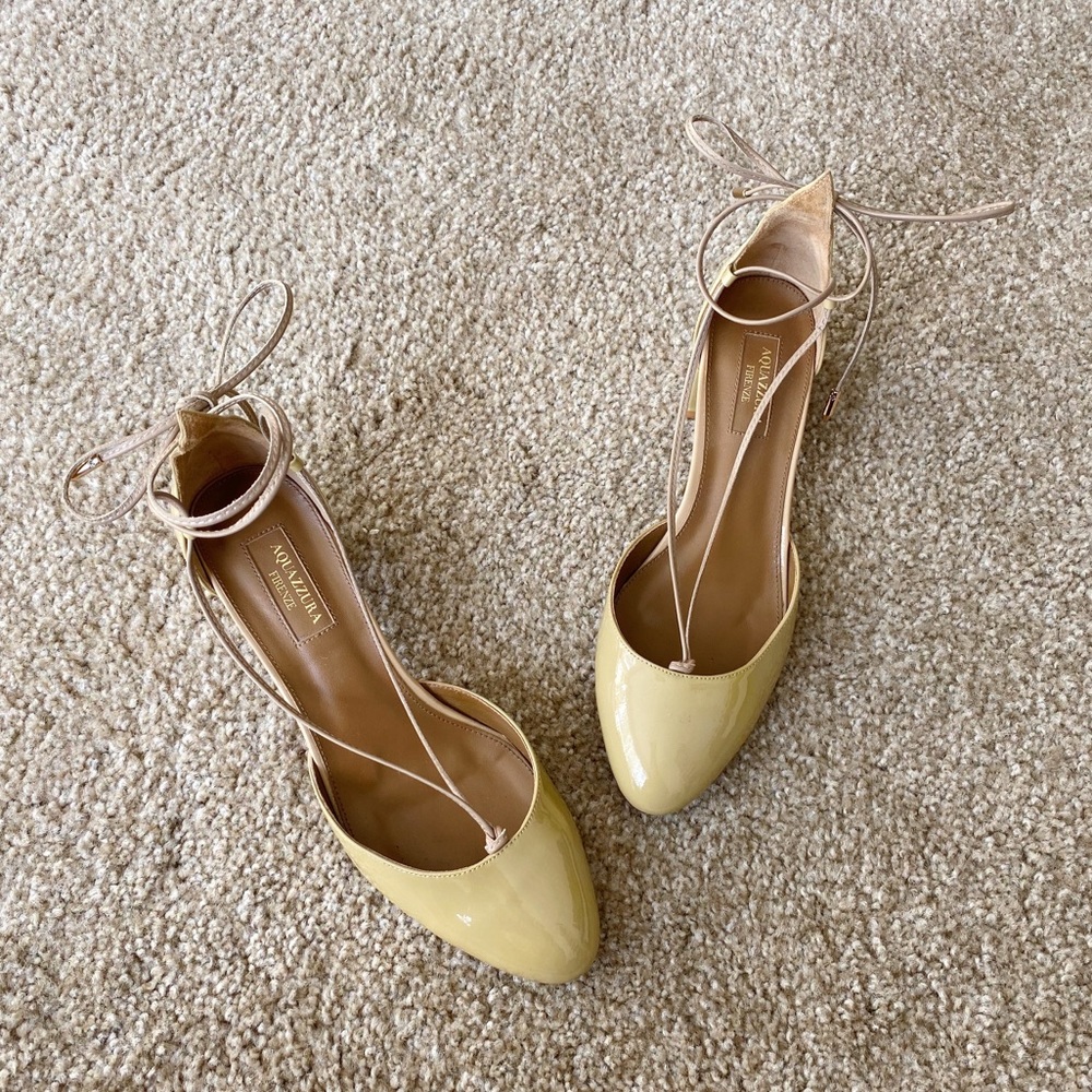 Aquazzura alexa 50 patent leather mid heel…